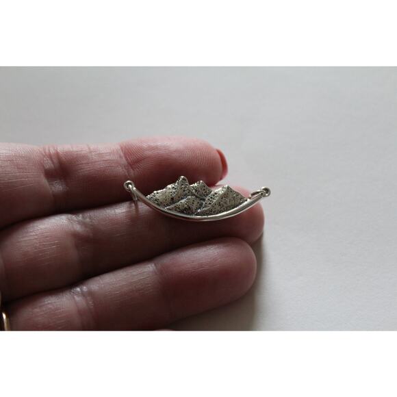 Sterling Silver Mountain Pendant, Mountain Scene Pendant Charm, Mountain Charm - Picture 1 of 6